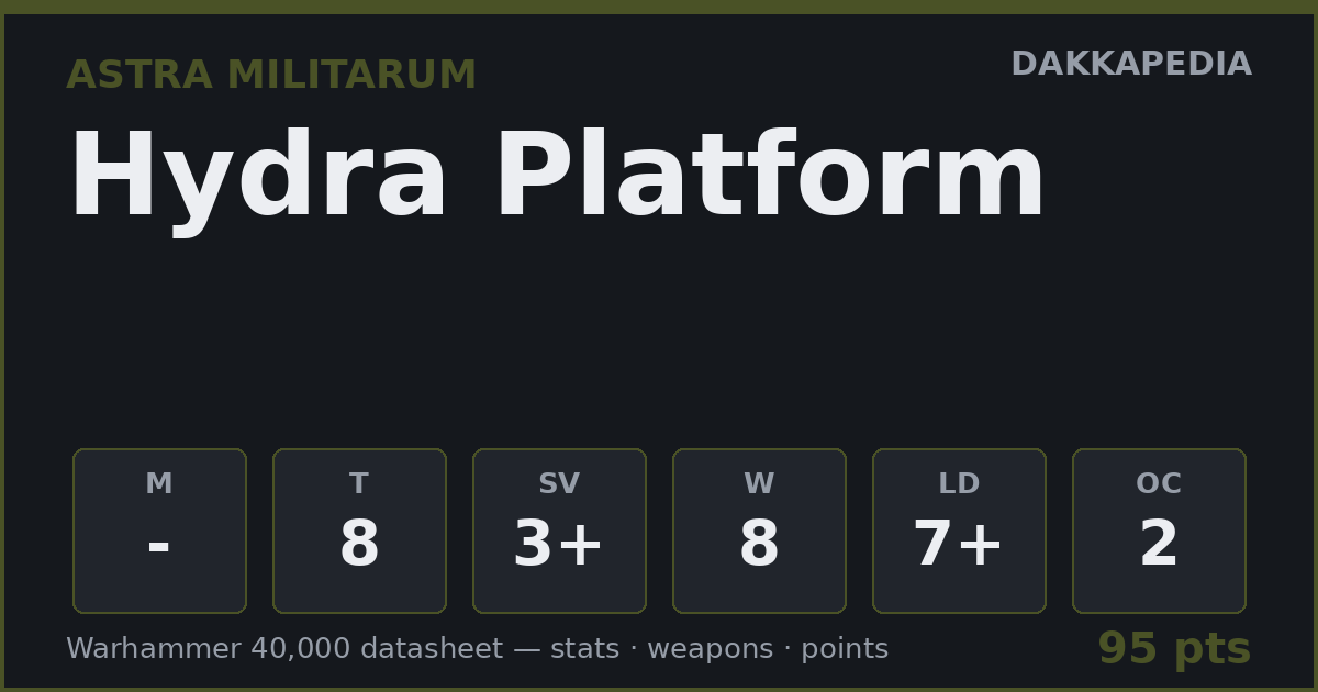 Hydra Platform datasheet — Warhammer 40K Astra Militarum